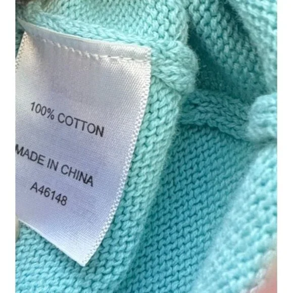 Appleseeds Petites Starfish Sweater Size PXL Turquoise Embroidered Beach Ocean - Picture 9 of 10